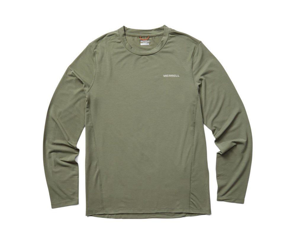 Merrell Long Sleeve Olive - Tencel™ Tee - Mens 52VAHZRSQ